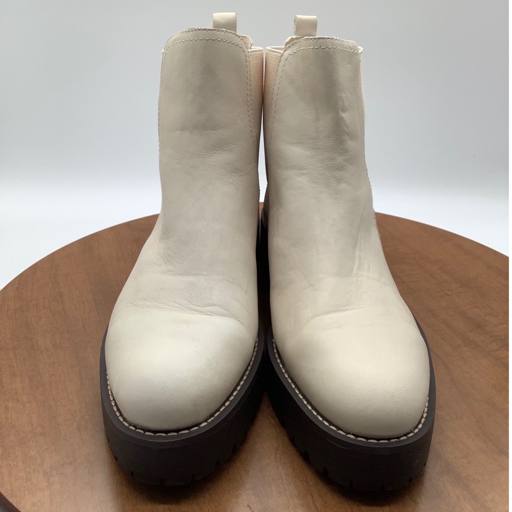 Sam Edelman Laguna Ivory Leather Lug Sole Chelsea Boots‎ Womens 9.5 Ivory Cream